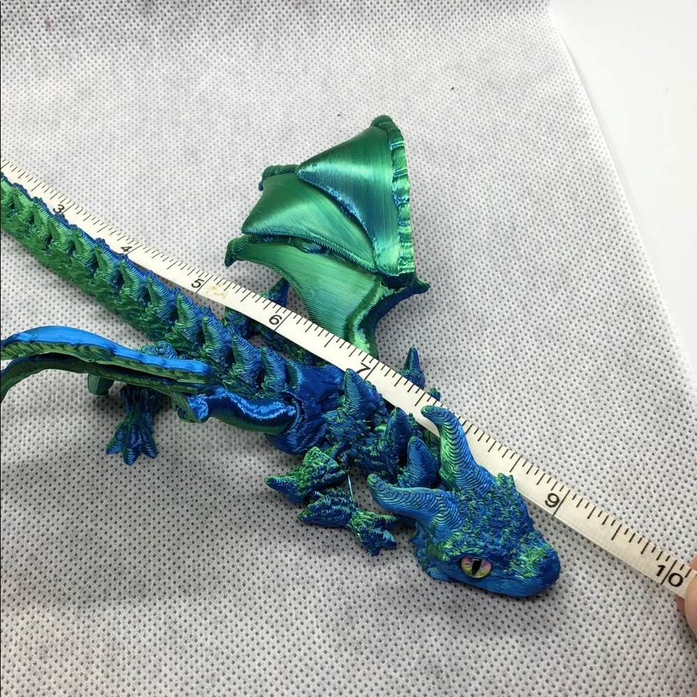3D print Blue-Green Dragon Reptile Figurine for Terrariums
